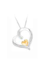 Two Tone Heart Pendant Necklace