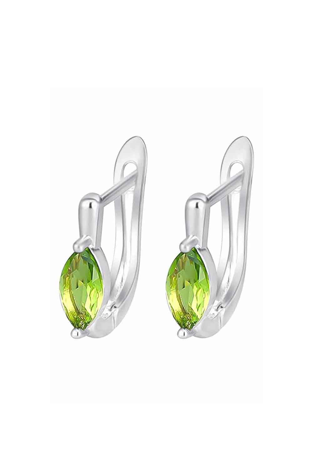 Marquise Gemstone Hoop Huggie Earrings