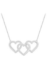 Triple Interlocking Heart Pendant Necklace