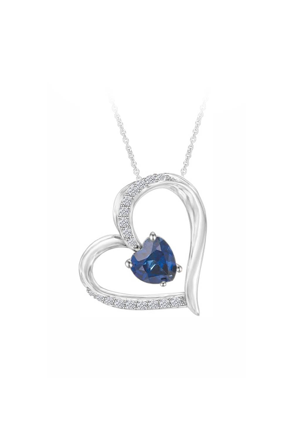 Sapphire Heart Pendant Necklace