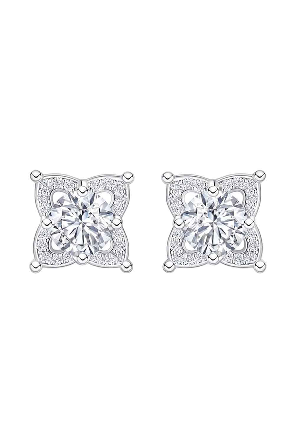 Moissanite Diamond Flower Stud