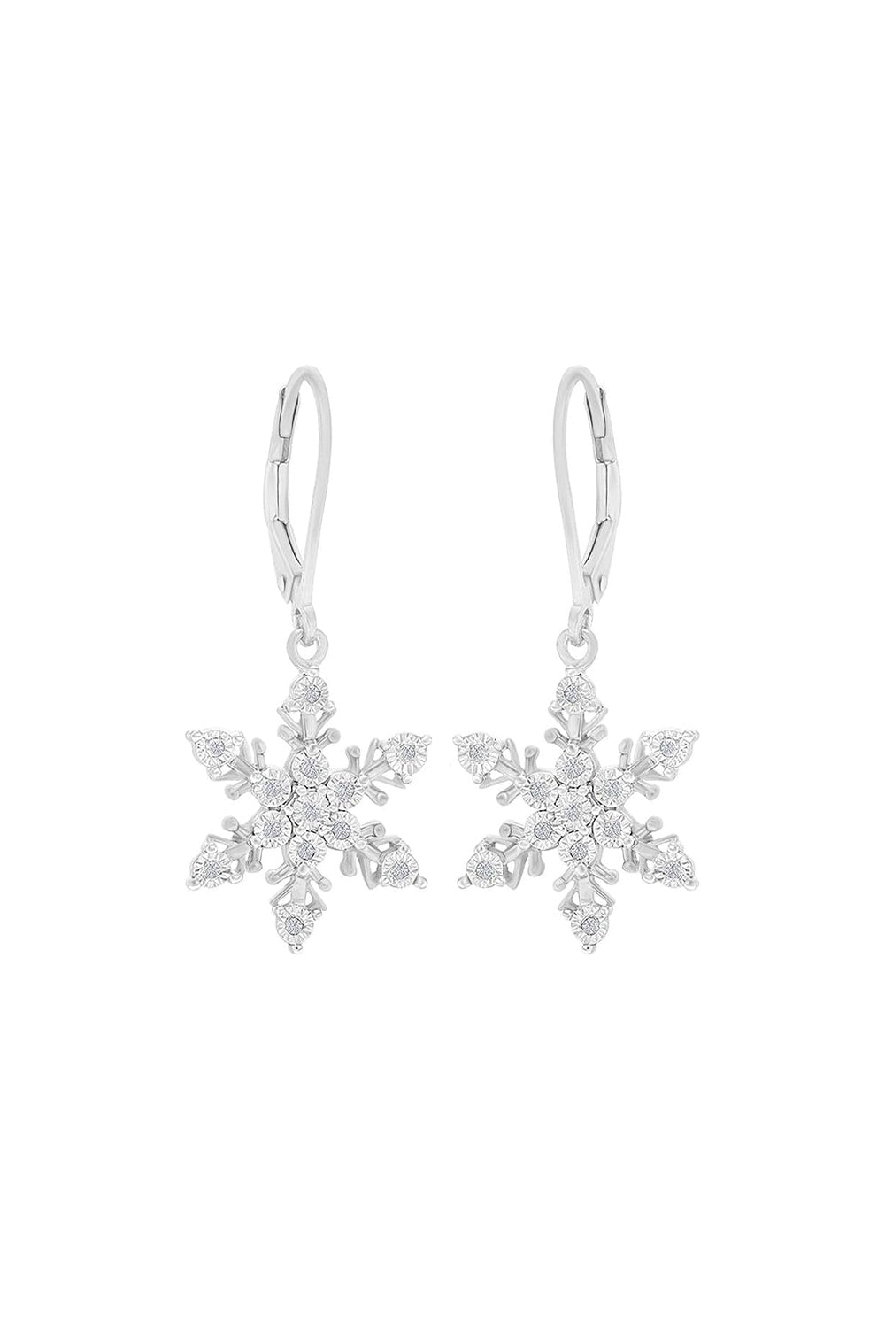 Cubic Zirconia Snowflake Drop Earrings