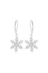 Cubic Zirconia Snowflake Drop Earrings