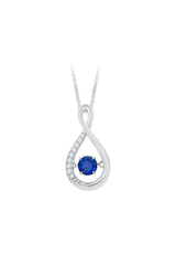 Blue and White Sapphire Infinity Pendant Necklace