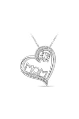 White Sapphire Mom Heart Pendant Necklace