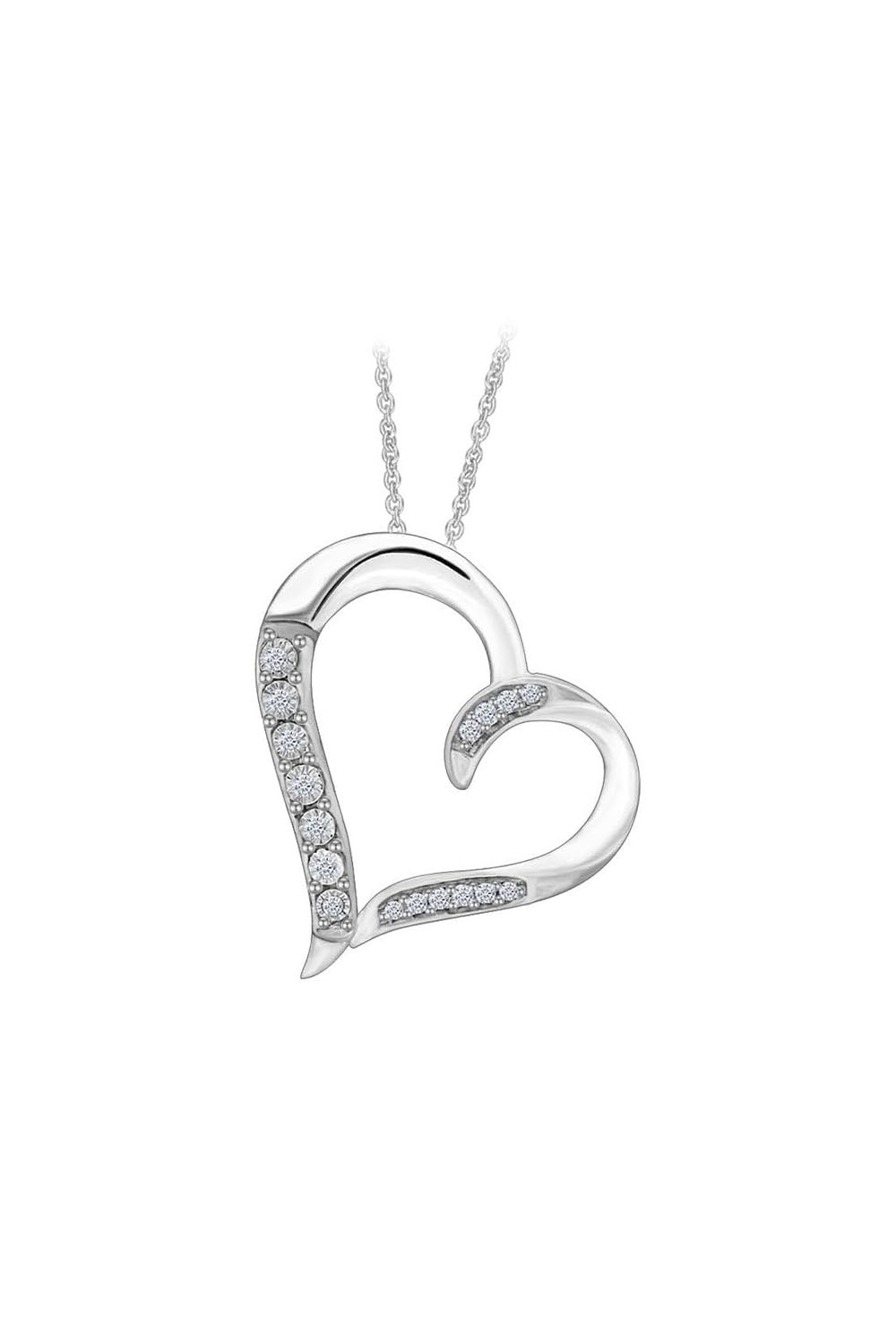 Tilted Heart Pendant Necklace