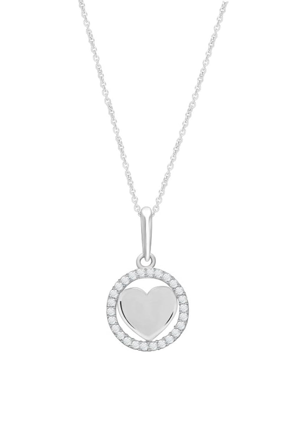 Open Circle Love Heart Pendant Necklace