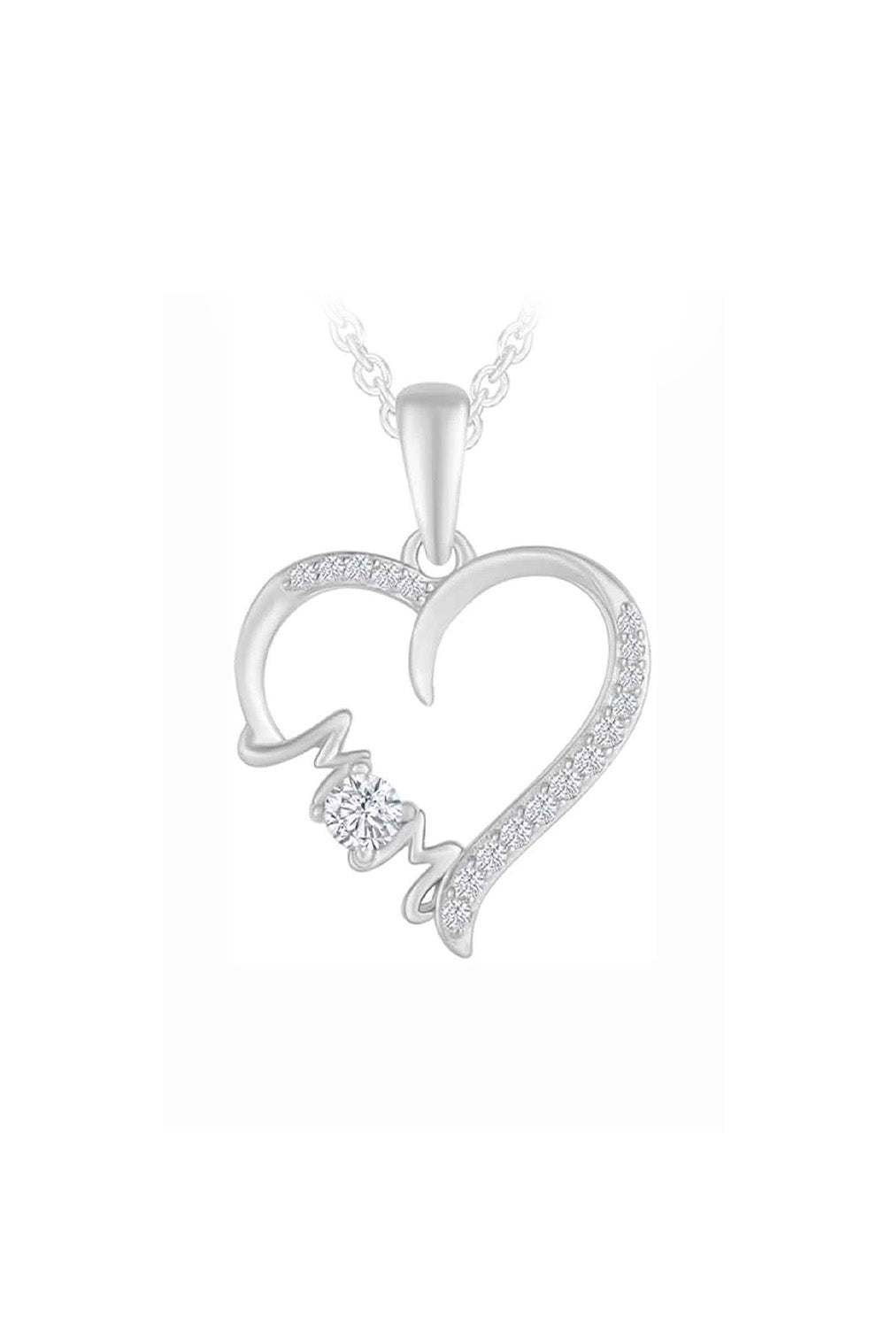 Crystal Mom Love Heart Pendant Necklace