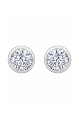 Round Bezel Set Moissanite Stud