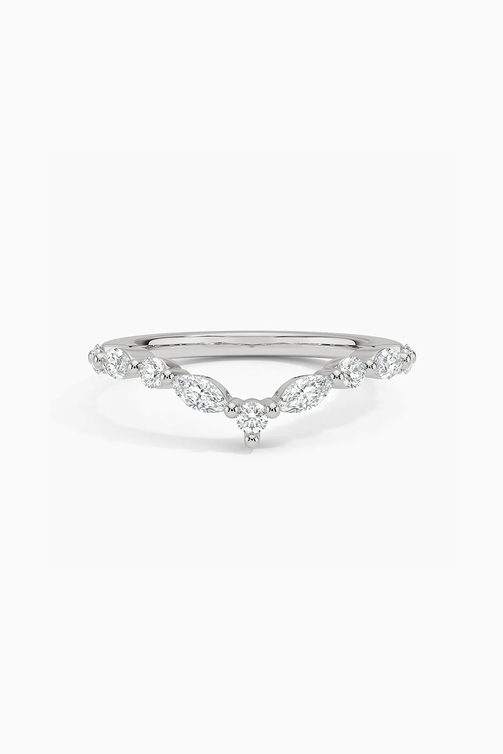 Round Shape Moissanite Curved Ring