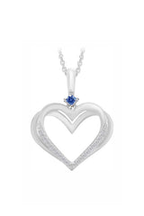 Lavish Blue Sapphire Double Heart Pendant Necklace