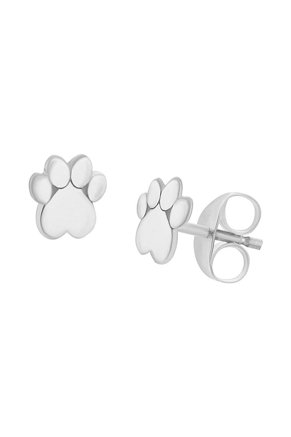 Heart Shaped Dog Paw Print Stud