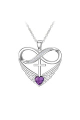 Cubic Zirconia Infinity Cross Heart Pendant Necklace