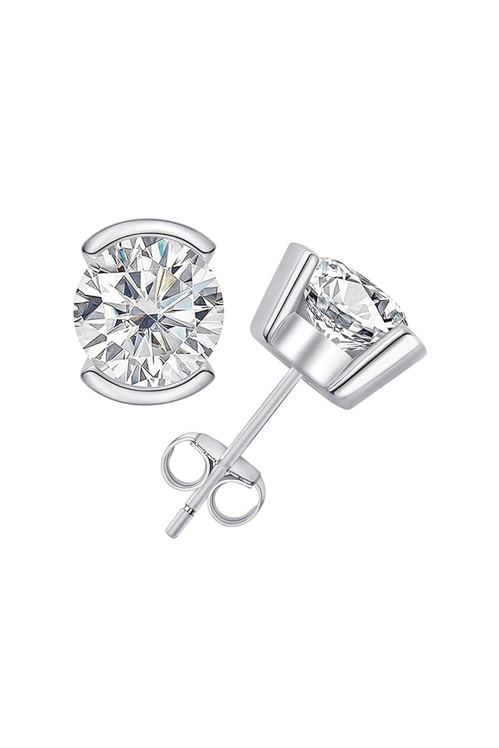 Round Moissanite Diamond Solitaire Stud