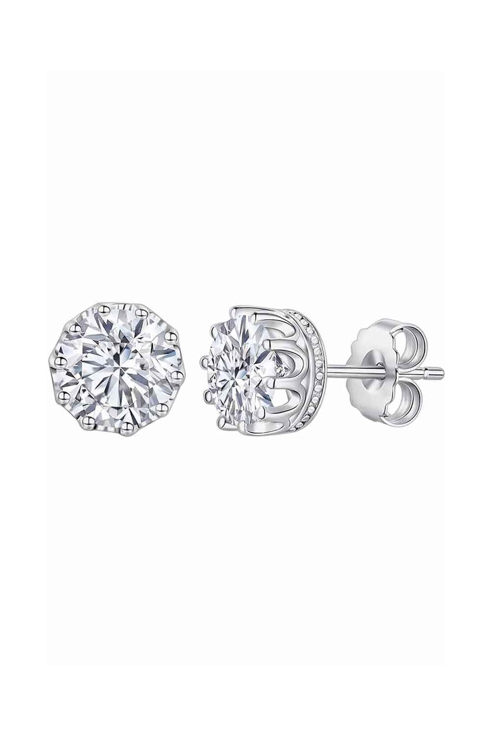 Crown Moissanite Friciton Back Stud