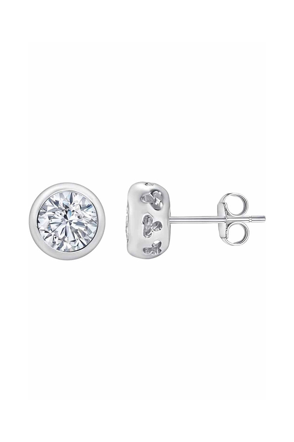 Round Bezel Set Moissanite Stud