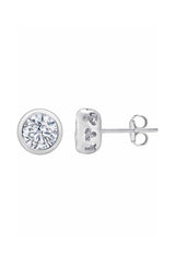 Round Bezel Set Moissanite Stud