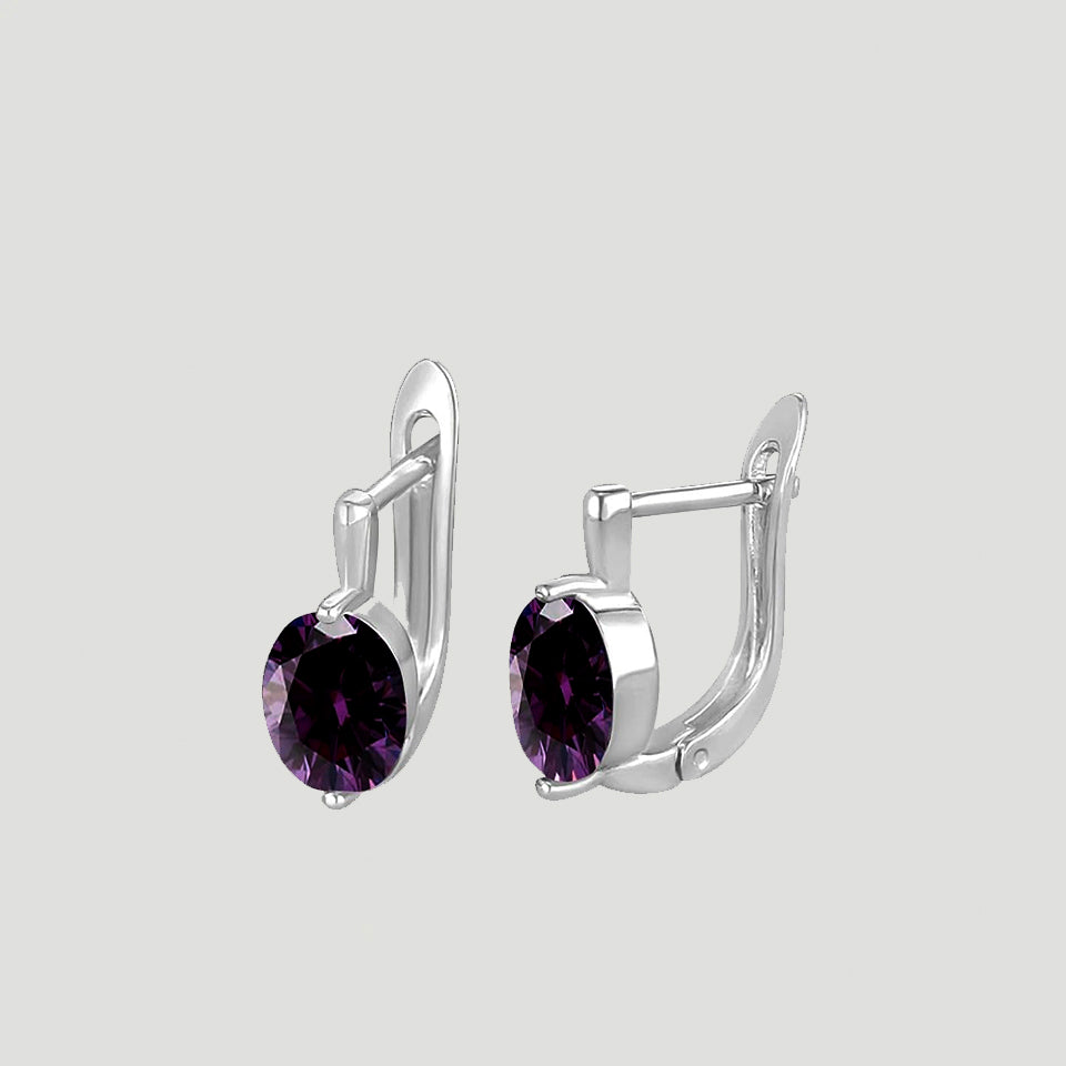 Oval Gemstone Hoop Earrings