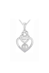 Pearl Child with Mom Double Heart Pendant Necklace