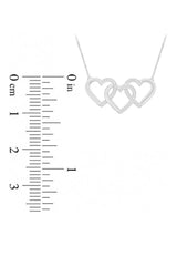 Triple Interlocking Heart Pendant Necklace