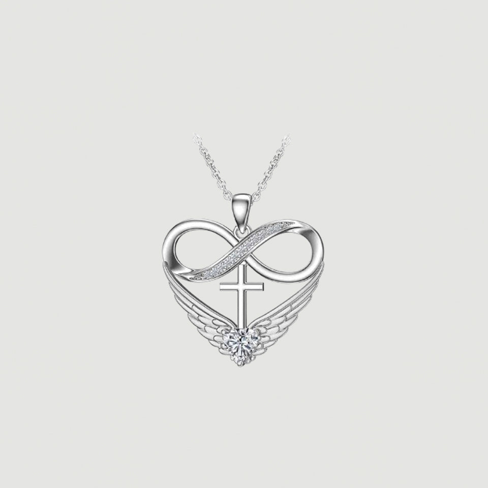 Cubic Zirconia Infinity Cross Heart Pendant Necklace