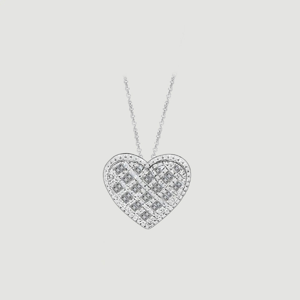 Basket Weave Heart Pendant Necklace