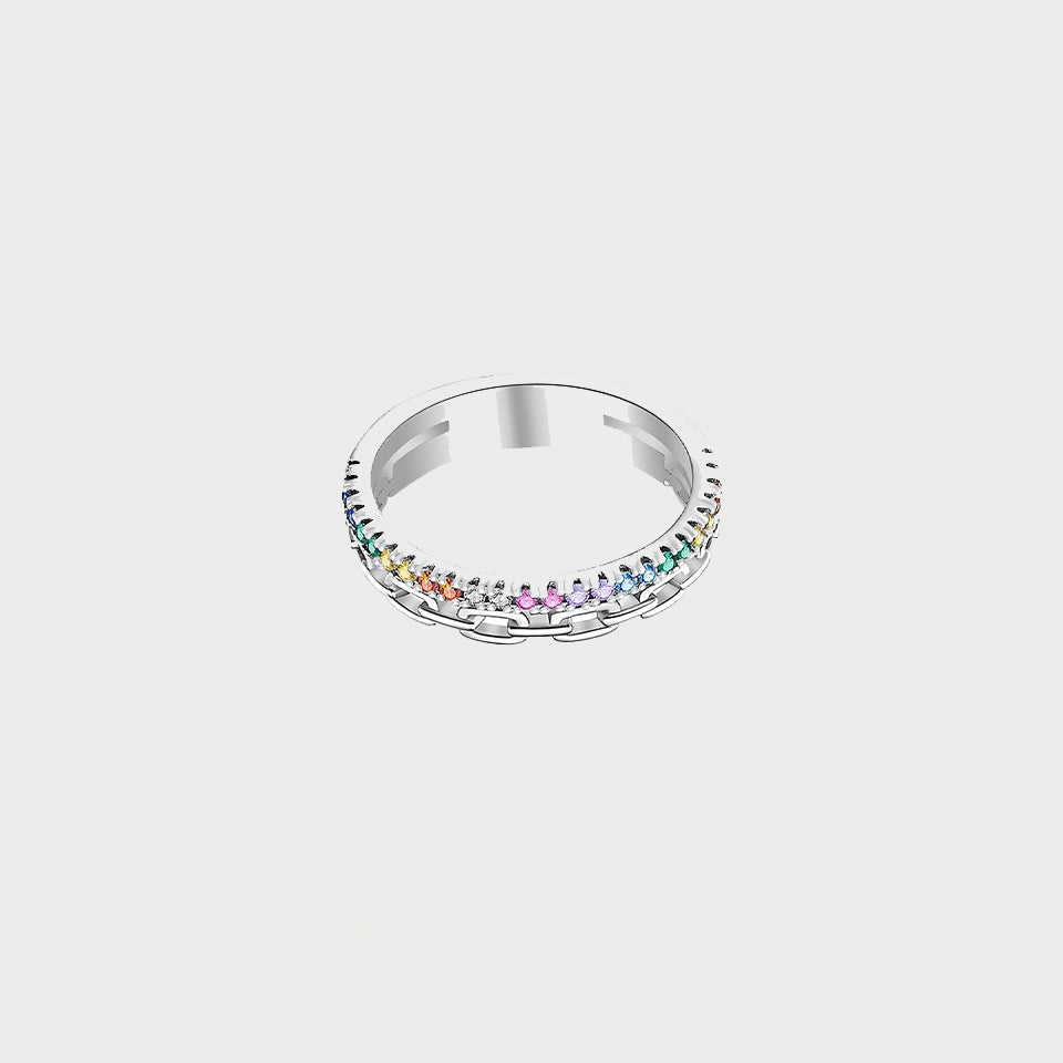 Gemstone Rainbow Chain Ring