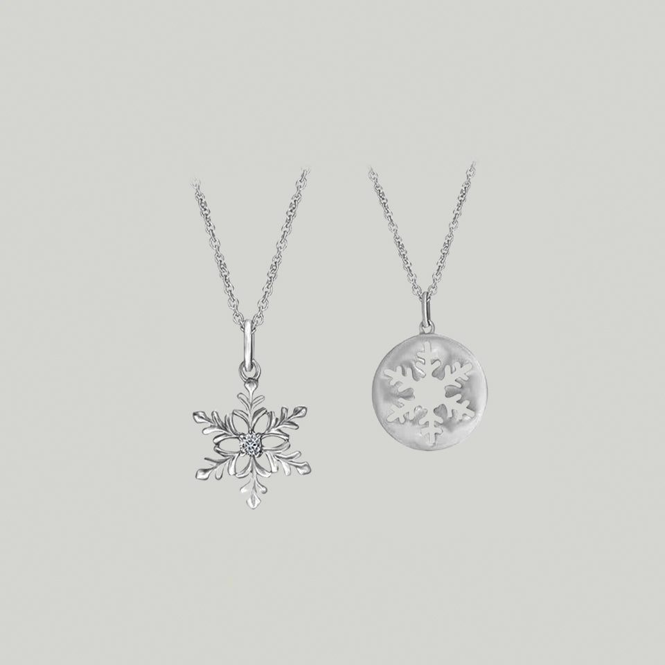 Cut-Out Snowflake Disc Pendant Necklace