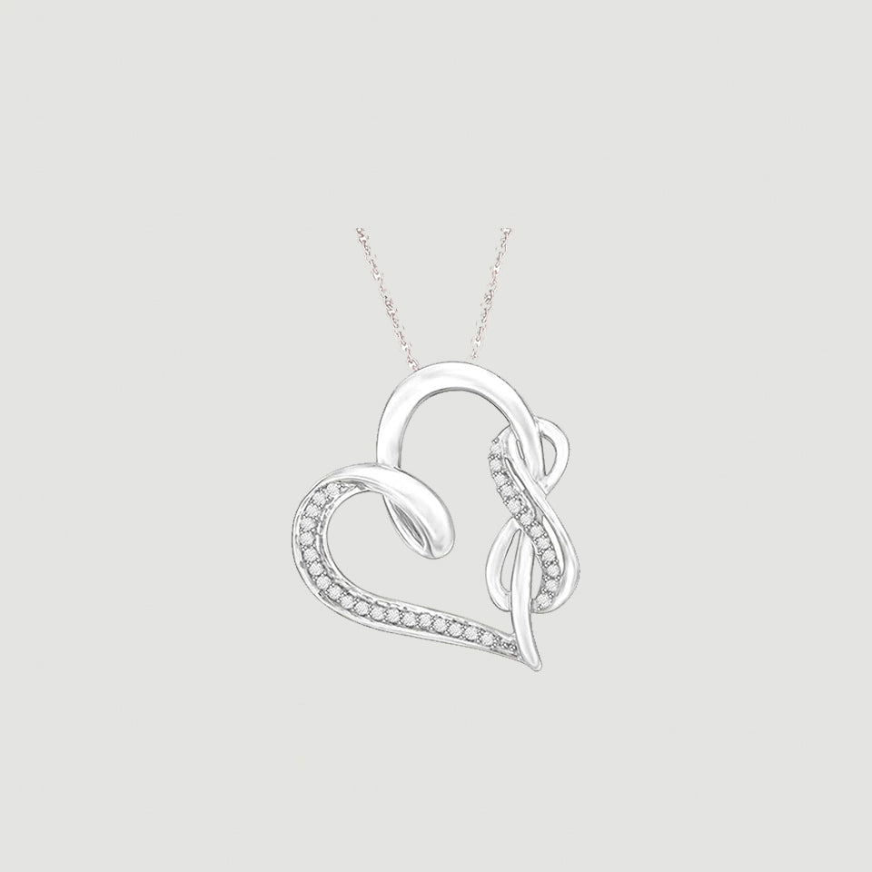 Swirl Infinity Heart Pendant Necklace