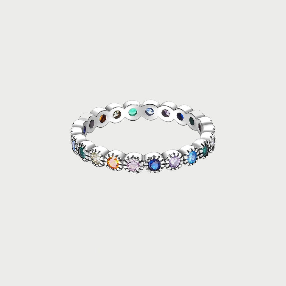 Round Gemstone Cubic Zirconia Stackable Ring