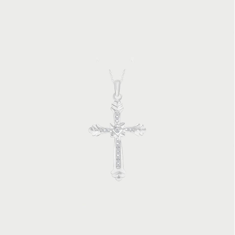 Chevron End Cross Pendant Necklace