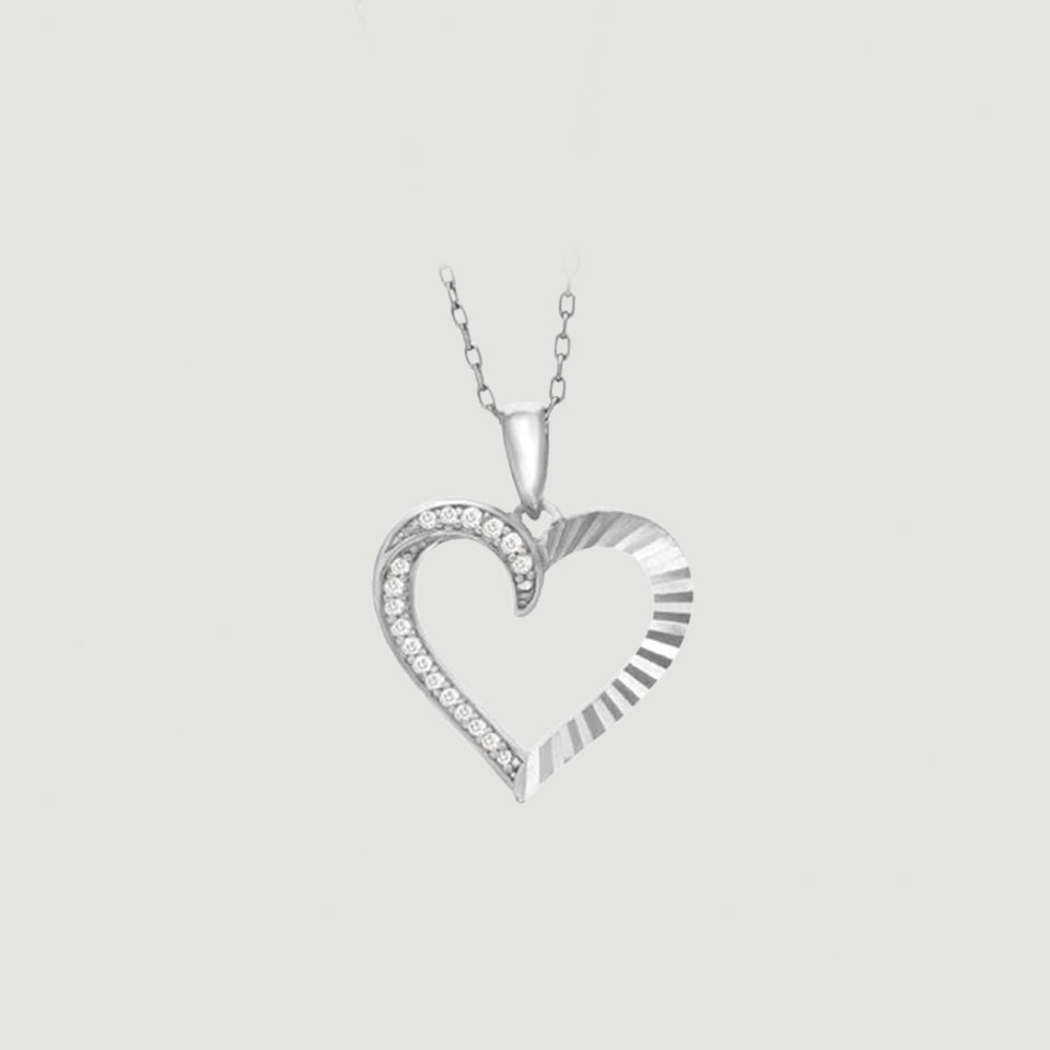 Open Half Heart Pendant Necklace