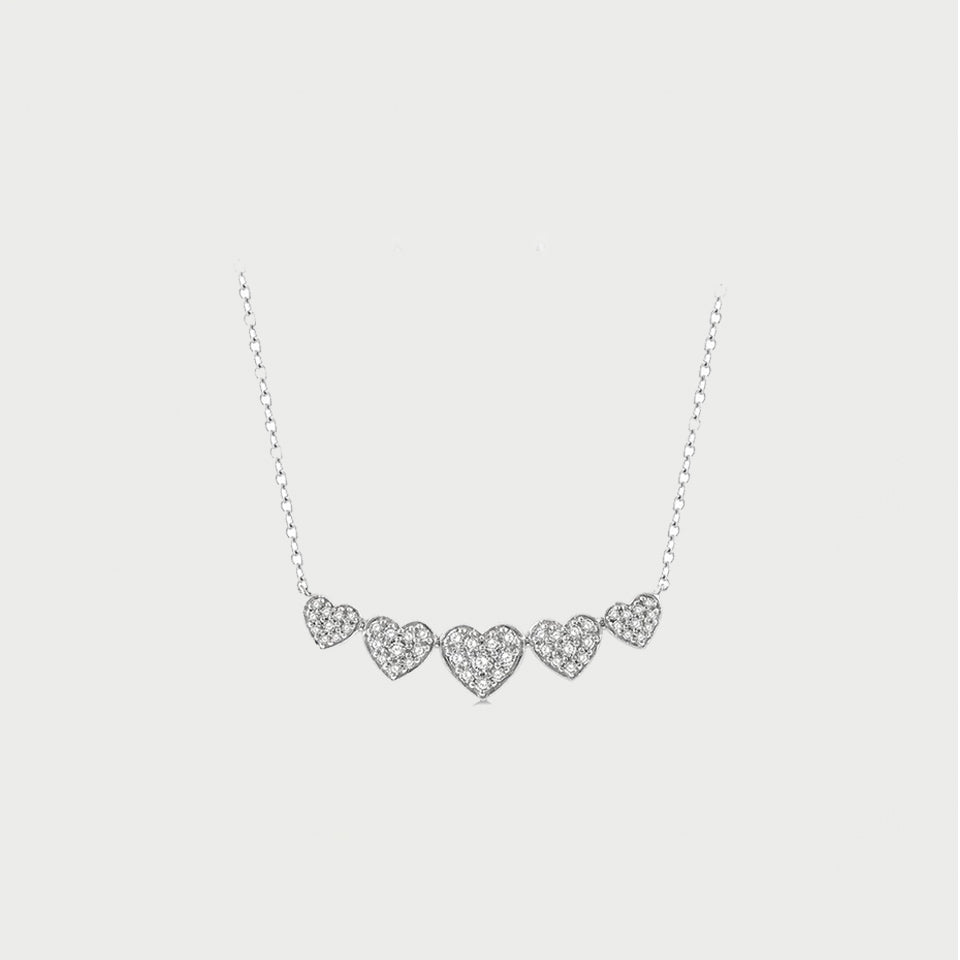 Five Heart Bar Pendant Necklace