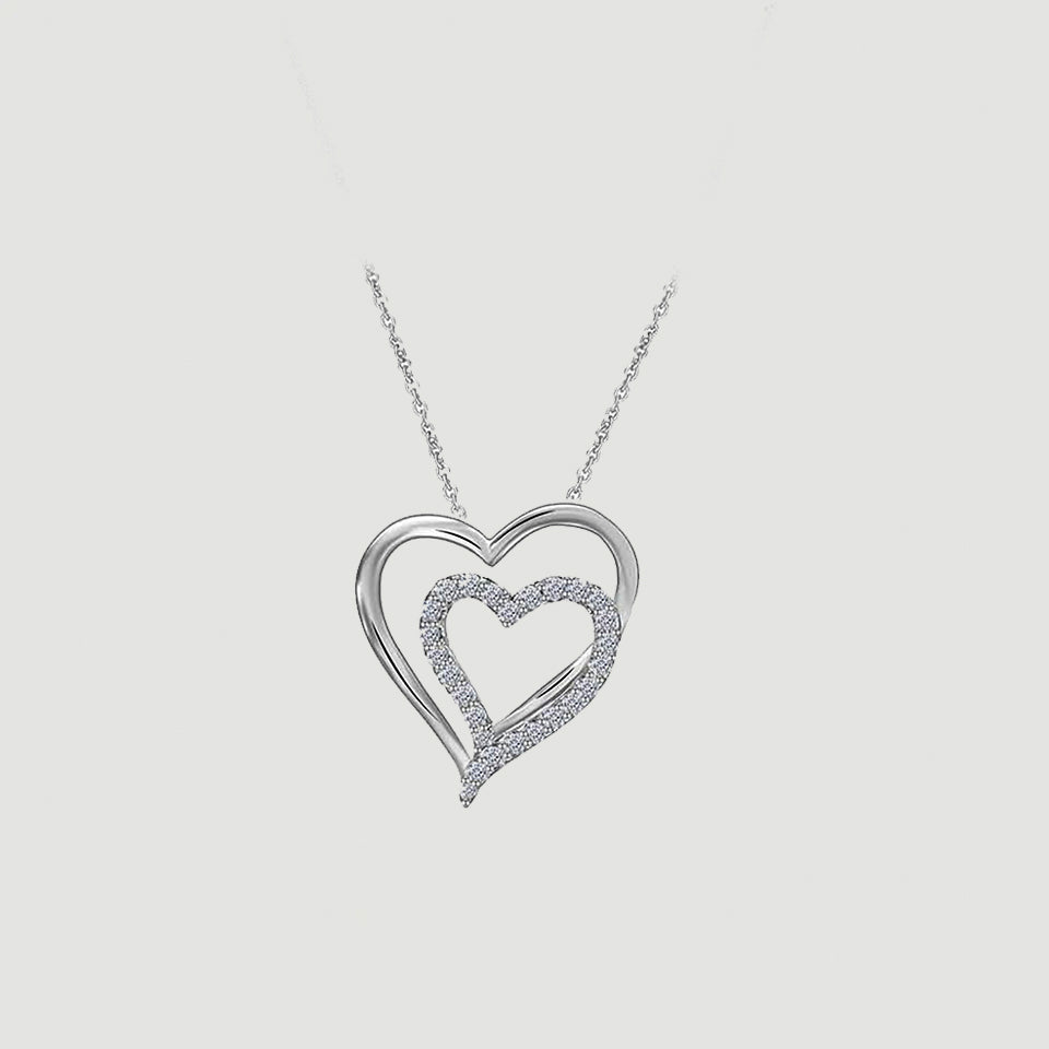 Double Heart Pendant Necklace