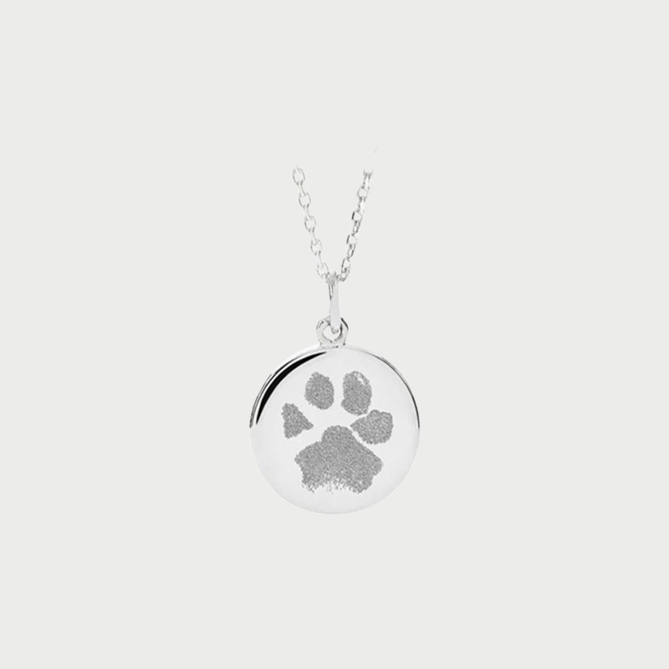 Paw Print Disc Pendant Necklace