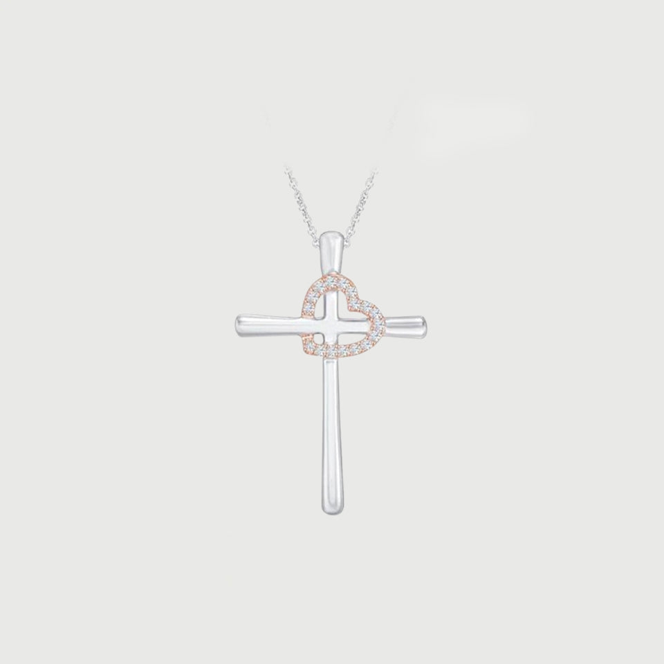 Love Heart Cross Pendant Necklace