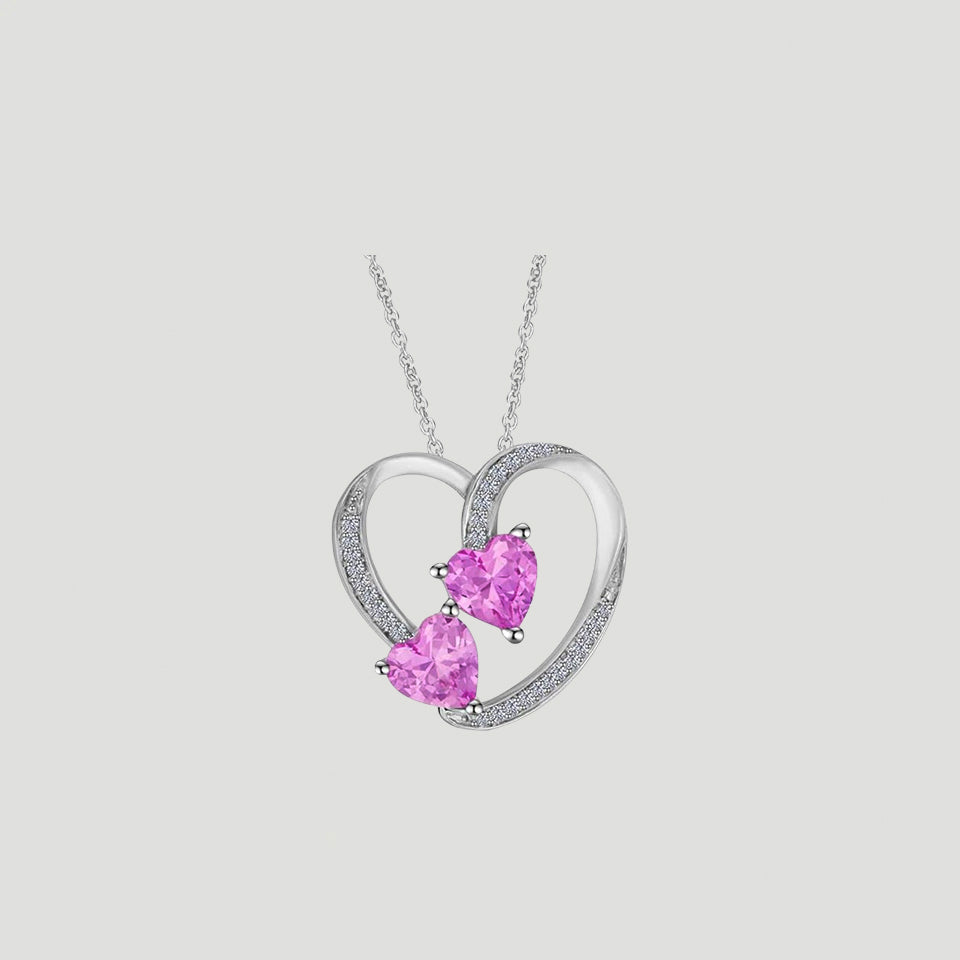 Pink Sapphire Moissanite Heart Pendant Necklace