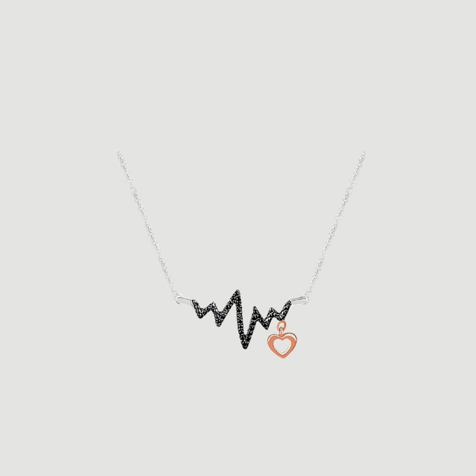 Black Heartbeat Pendant Necklace