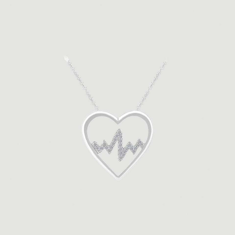 Heart Outline Heartbeat Pendant Necklace