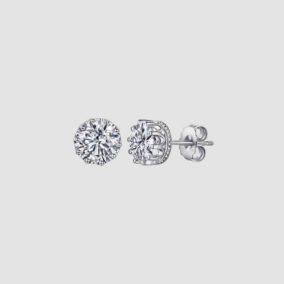 Crown Moissanite Friciton Back Stud