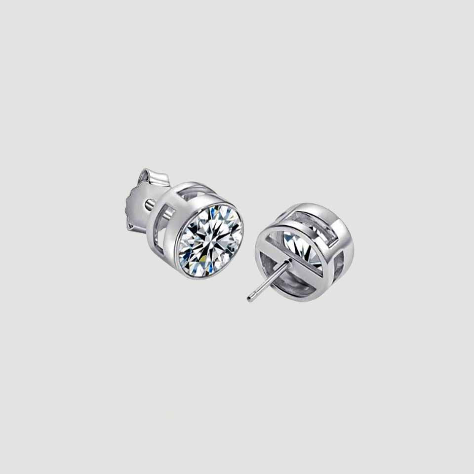 Classic Solitaire Diamond Bezel Set Stud