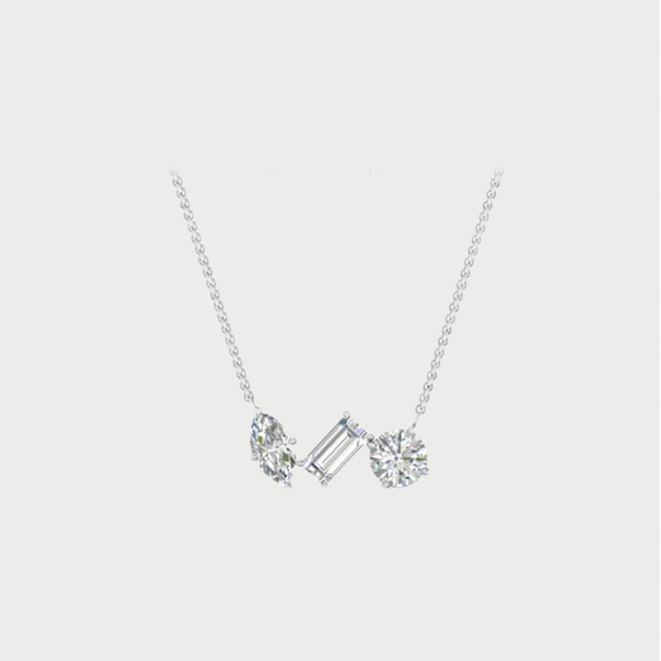 Cubic Zirconia Multi Shape Pendant Necklace