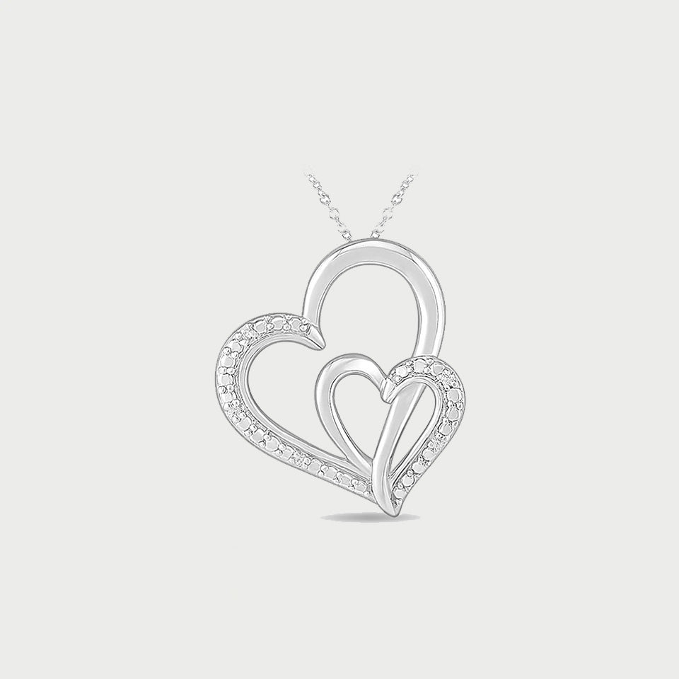 Interlocking Love Double Heart Pendant Necklace