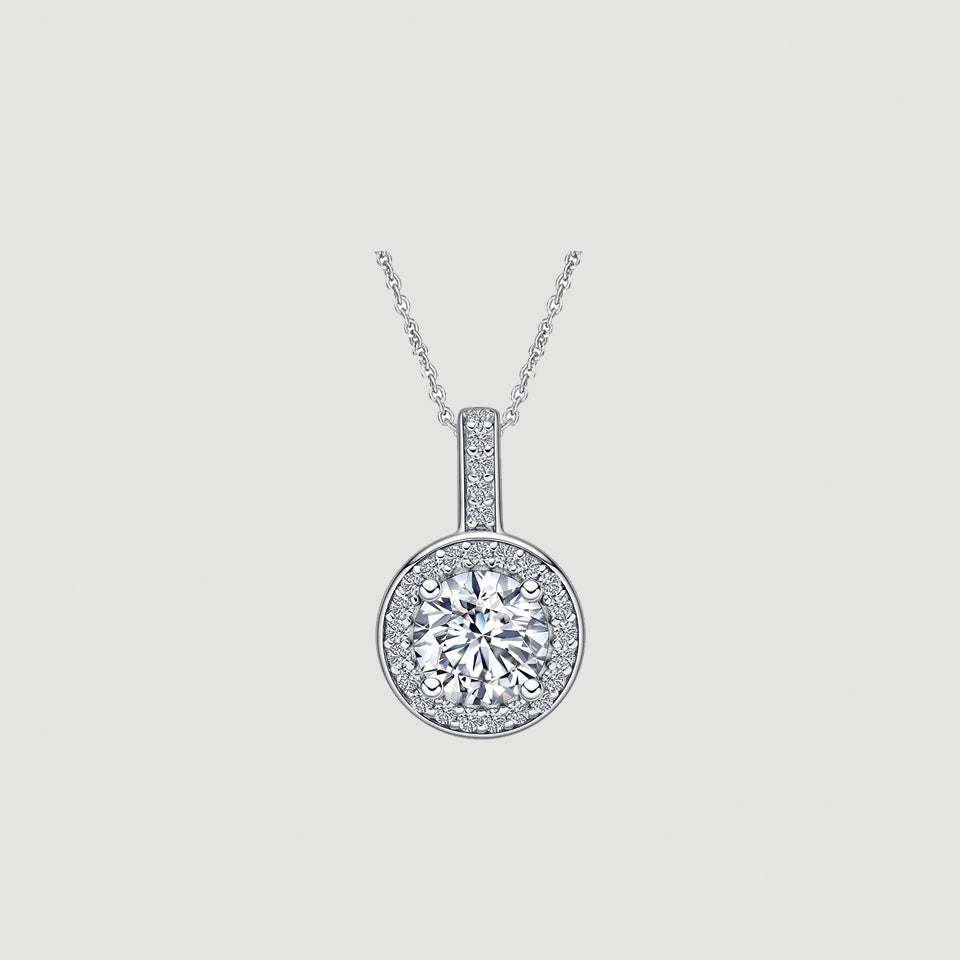 Round Halo Pendant Necklace