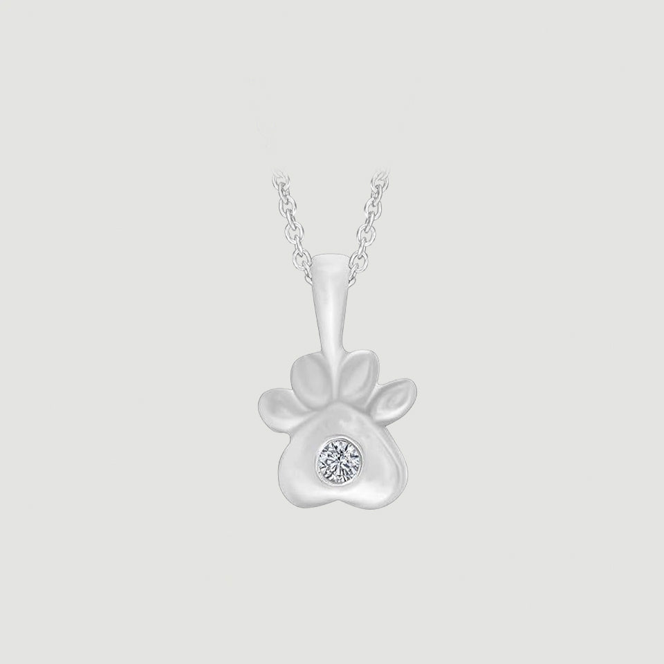 Cubic Zirconia Paw Print Pendant Necklace