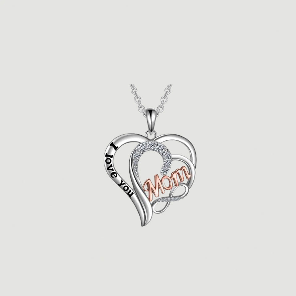 Double Heart Infinity Mom Pendant Necklace