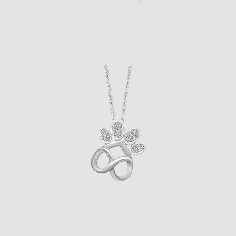 Infinity Paw Print Pendant Necklace