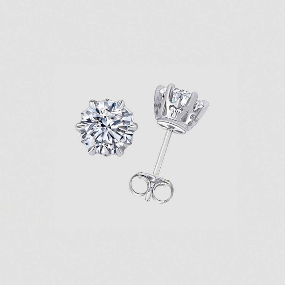 Brilliant Moissanite Diamond Solitaire Stud