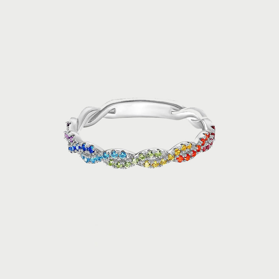 Rainbow Twisted Promise Ring