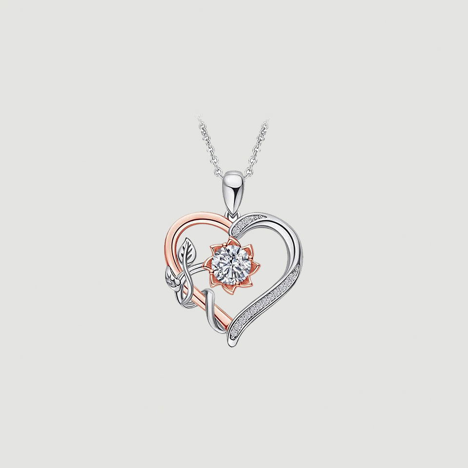 Flower heart Pendant Necklace